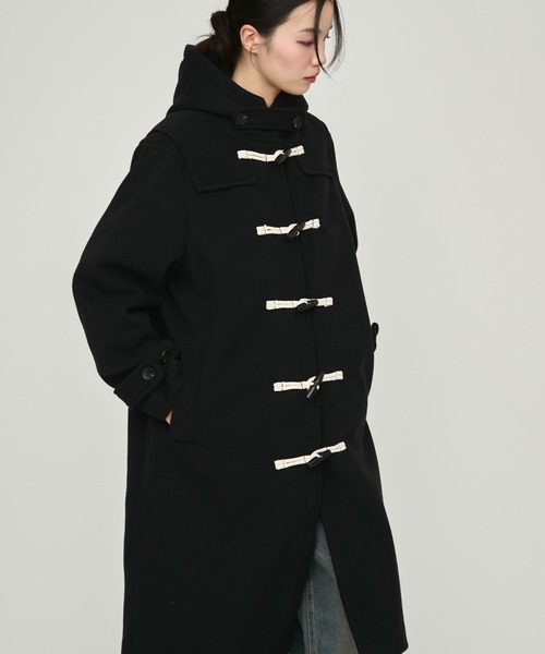 NUJOH(ヌゾ)の「Monotone Double Fabric Hood Duffle Coat / モノトーン二重織フードダッフルコート(ダッフルコート・レディース・グレー/ブラック・FREE)」の18枚目の写真