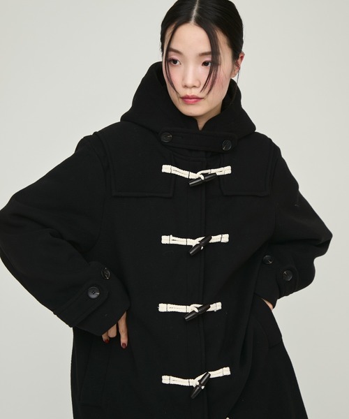 NUJOH(ヌゾ)の「Monotone Double Fabric Hood Duffle Coat / モノトーン二重織フードダッフルコート(ダッフルコート・レディース・グレー/ブラック・FREE)」の15枚目の写真