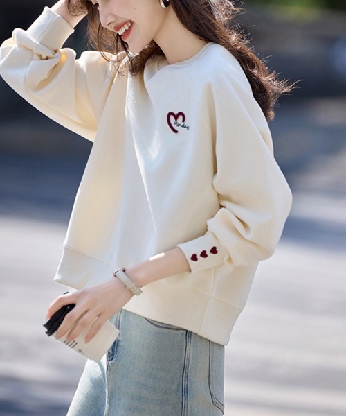 ONEP STAR(ワンピスター)の「ハートデザインスウェットトップス(スウェット・レディース・ピンク/ベージュ・LARGE/X-LARGE/MEDIUM)」の12枚目の写真