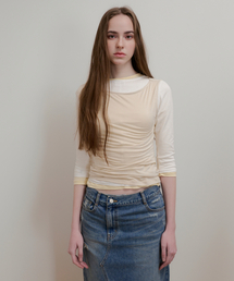 AOPT（アオプト）の「MODAL UNBALANCE SLEEVELESS TOP - LIGHT BEIGE（Tシャツ/カットソー）」