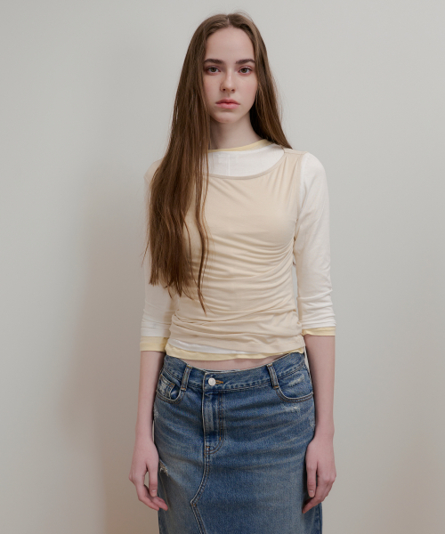 AOPT(アオプト)の「MODAL UNBALANCE SLEEVELESS TOP - LIGHT BEIGE(Tシャツ/カットソー・レディース・その他・SMALL/MEDIUM)」の1枚目の写真