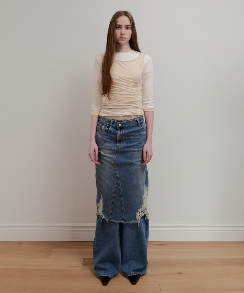AOPT(アオプト)の「MODAL UNBALANCE SLEEVELESS TOP - LIGHT BEIGE(Tシャツ/カットソー・レディース・その他・SMALL/MEDIUM)」の2枚目の写真