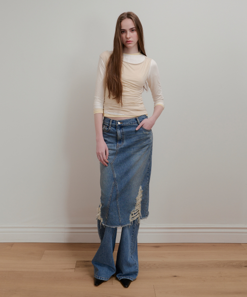 AOPT(アオプト)の「MODAL UNBALANCE SLEEVELESS TOP - LIGHT BEIGE(Tシャツ/カットソー・レディース・その他・SMALL/MEDIUM)」の5枚目の写真