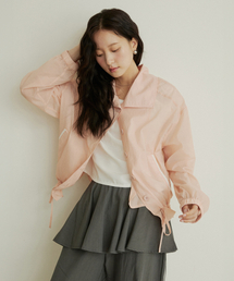 ADAUL（アダウル）の「Lace back label ribbon string summer blouson - peach（ナイロンジャケット）」