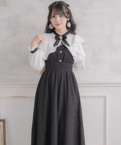 ROJITA シアーチェックラッフルワンピース M(ロング) セール】シアーチェックラッフルワンピース（ワンピース）｜ROJITA