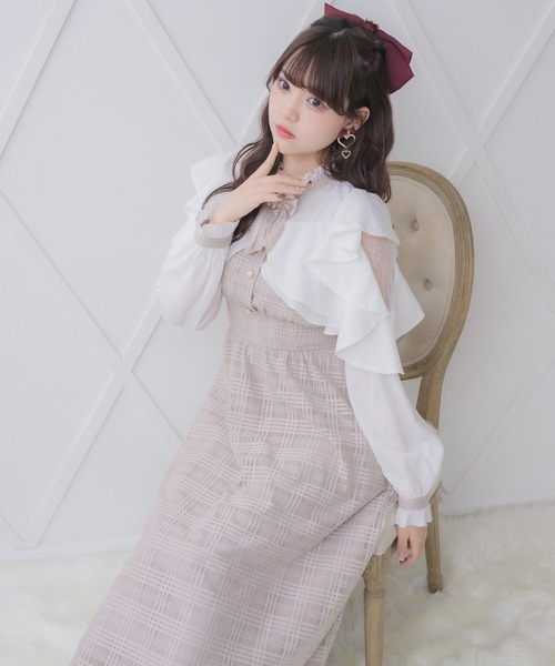 セール】シアーチェックラッフルワンピース（ワンピース）｜ROJITA