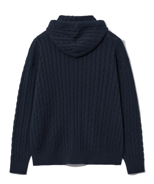 YALE（イェール）の「ケーブルニットフードジップアップ_ネイビー（ニット/セーター・レディース・その他・SMALL/MEDIUM/LARGE/X-LARGE）」の3枚目の写真