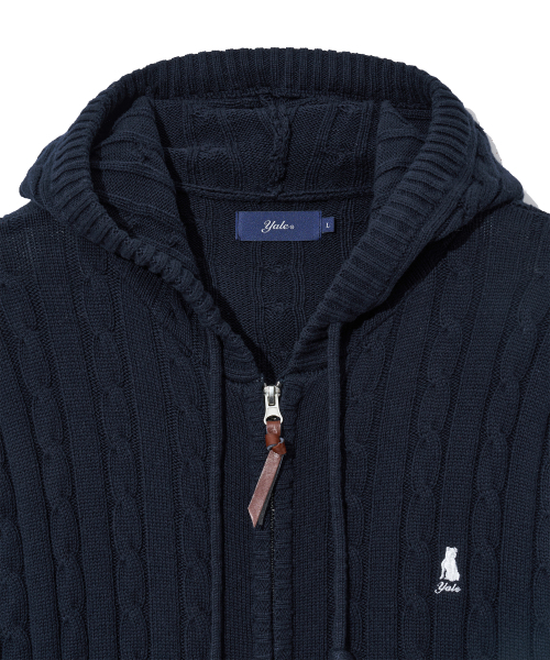 YALE（イェール）の「ケーブルニットフードジップアップ_ネイビー（ニット/セーター・レディース・その他・SMALL/MEDIUM/LARGE/X-LARGE）」の4枚目の写真