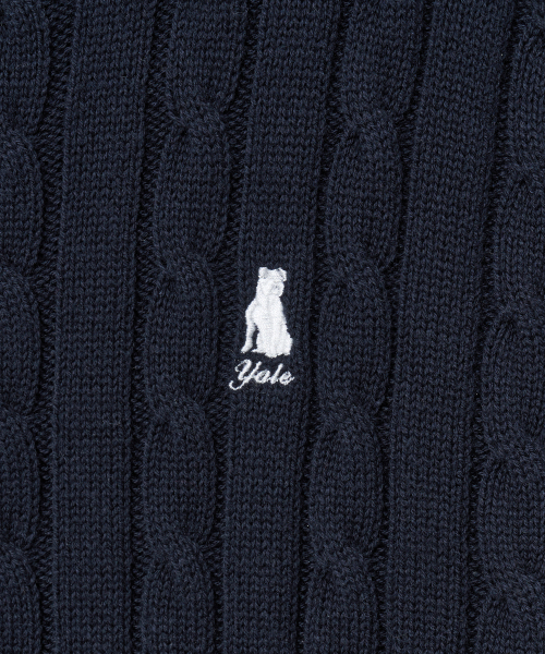 YALE（イェール）の「ケーブルニットフードジップアップ_ネイビー（ニット/セーター・レディース・その他・SMALL/MEDIUM/LARGE/X-LARGE）」の5枚目の写真