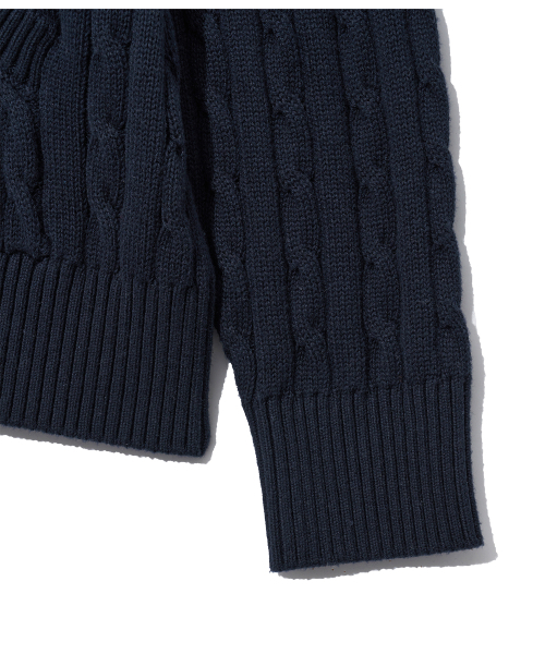 YALE（イェール）の「ケーブルニットフードジップアップ_ネイビー（ニット/セーター・レディース・その他・SMALL/MEDIUM/LARGE/X-LARGE）」の6枚目の写真