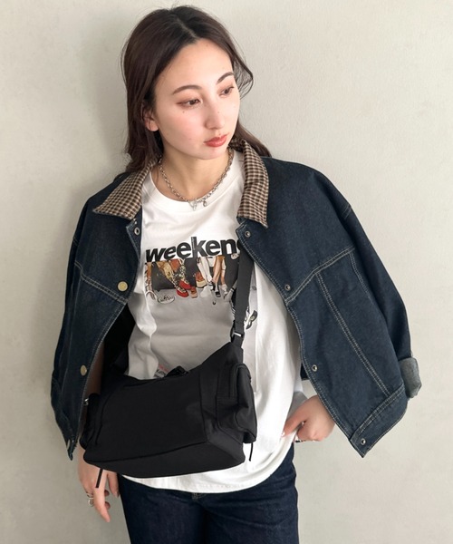 MYMOOD.(マイムード)の「5ポケットナイロンショルダー ボディバッグ 多収納コンパクトバッグ(ショルダーバッグ・レディース・ブラック/ベージュ・FREE)」の14枚目の写真