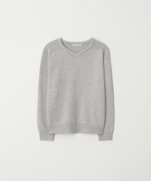 Fine Wool V Neck Knit GREY