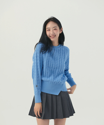 OWURA（オウラ）の「アンバランスコットンプルオーバーニット_スカイブルー（ニット/セーター）」