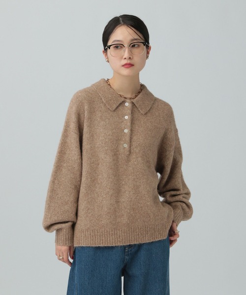 LEPSIM（レプシィム）の「5ゲージエアリーウールポロ　640371（ニット/セーター・レディース・チャコールグレー/ライトブラウン/ネイビー/ボルドー・FREE）」の3枚目の写真