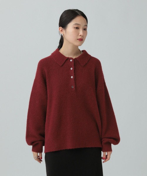 LEPSIM（レプシィム）の「5ゲージエアリーウールポロ　640371（ニット/セーター・レディース・チャコールグレー/ライトブラウン/ネイビー/ボルドー・FREE）」の4枚目の写真