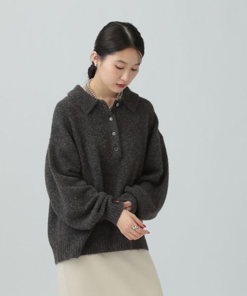 LEPSIM（レプシィム）の「5ゲージエアリーウールポロ　640371（ニット/セーター・レディース・チャコールグレー/ライトブラウン/ネイビー/ボルドー・FREE）」の16枚目の写真
