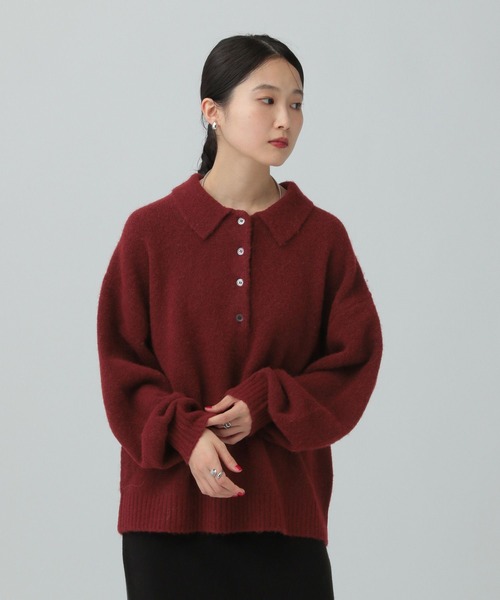 LEPSIM（レプシィム）の「5ゲージエアリーウールポロ　640371（ニット/セーター・レディース・チャコールグレー/ライトブラウン/ネイビー/ボルドー・FREE）」の21枚目の写真