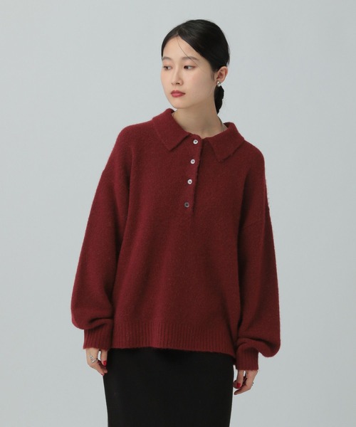 LEPSIM（レプシィム）の「5ゲージエアリーウールポロ　640371（ニット/セーター・レディース・チャコールグレー/ライトブラウン/ネイビー/ボルドー・FREE）」の22枚目の写真