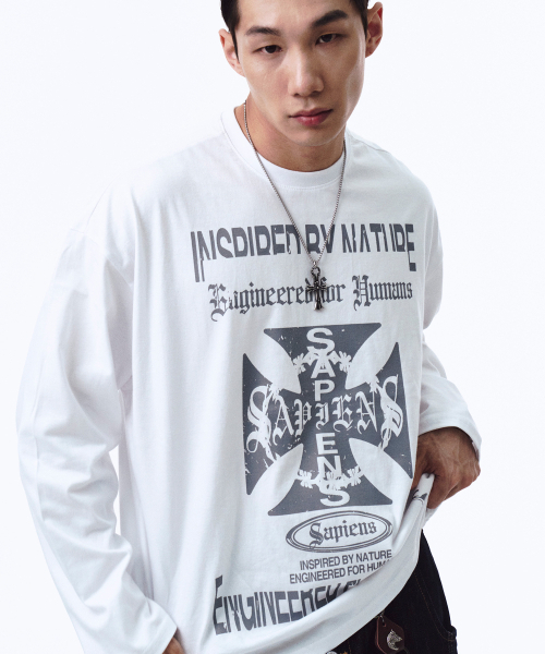 SAPIENS(サピエンス)の「ジェネティックグラフィック ロングスリーブ ホワイト(Tシャツ/カットソー・メンズ・その他・MEDIUM/LARGE)」の1枚目の写真