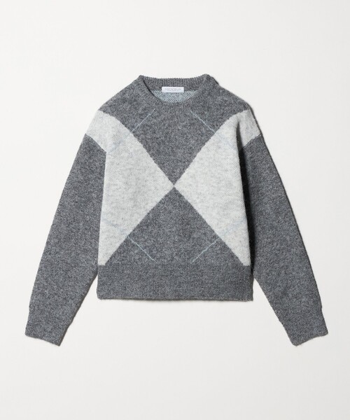A DAY IN THE LIFE UNITED ARROWS(アデイインザライフユナイテッドアローズ)の「ビッグアーガイル ニット <A DAY IN THE LIFE>(ニット/セーター・レディース・ベージュ/ブラック/グレー系・FREE)」の2枚目の写真