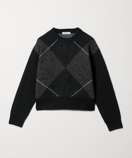 A DAY IN THE LIFE UNITED ARROWS(アデイインザライフユナイテッドアローズ)の「ビッグアーガイル ニット <A DAY IN THE LIFE>(ニット/セーター・レディース・ベージュ/ブラック/グレー系・FREE)」の1枚目の写真