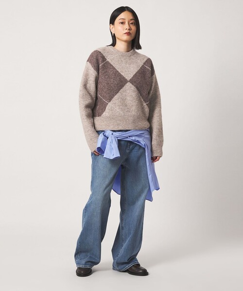 A DAY IN THE LIFE UNITED ARROWS(アデイインザライフユナイテッドアローズ)の「ビッグアーガイル ニット <A DAY IN THE LIFE>(ニット/セーター・レディース・ベージュ/ブラック/グレー系・FREE)」の5枚目の写真