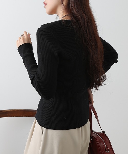 COLONY 2139（コロニートゥーワンスリーナイン）の「スリットVネックニットカーディガン（カーディガン/ボレロ・レディース・サックスブルー/ブラック/ピンク/グレー・FREE）」の15枚目の写真