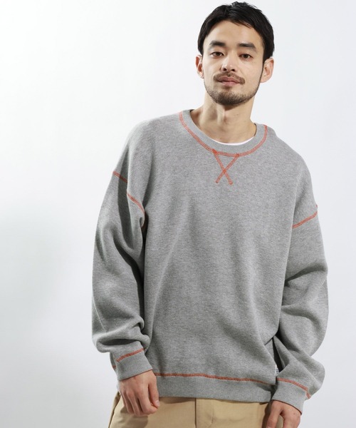 BAYFLOW（ベイフロー）の「ダブルカラープルオーバー（ニット/セーター・メンズ・カーキ/グレー/ネイビー・MEDIUM/LARGE）」の2枚目の写真