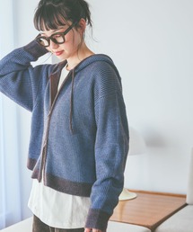 niko and... | バイカラーダブルジップニットパーカー(パーカー)