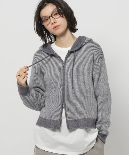 niko and...（ニコアンド）の「バイカラーダブルジップニットパーカー（パーカー・レディース・ライトグレー/ブルー/イエロー・MEDIUM/LARGE）」の2枚目の写真