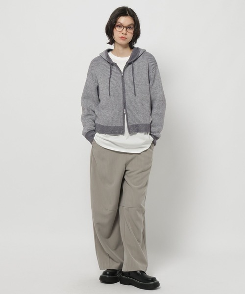 niko and...（ニコアンド）の「バイカラーダブルジップニットパーカー（パーカー・レディース・ライトグレー/ブルー/イエロー・MEDIUM/LARGE）」の12枚目の写真