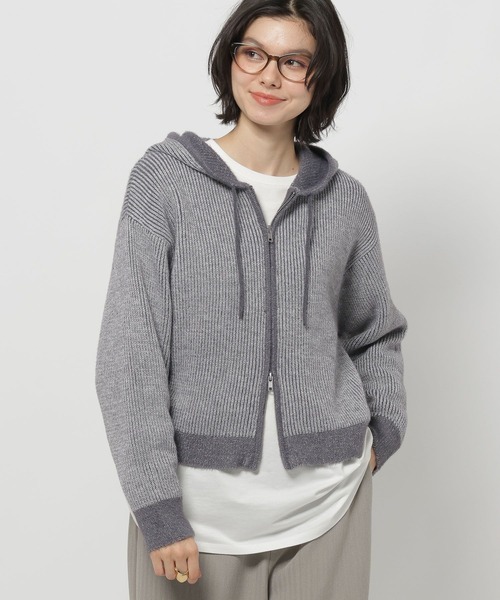 niko and...（ニコアンド）の「バイカラーダブルジップニットパーカー（パーカー・レディース・ライトグレー/ブルー/イエロー・MEDIUM/LARGE）」の14枚目の写真