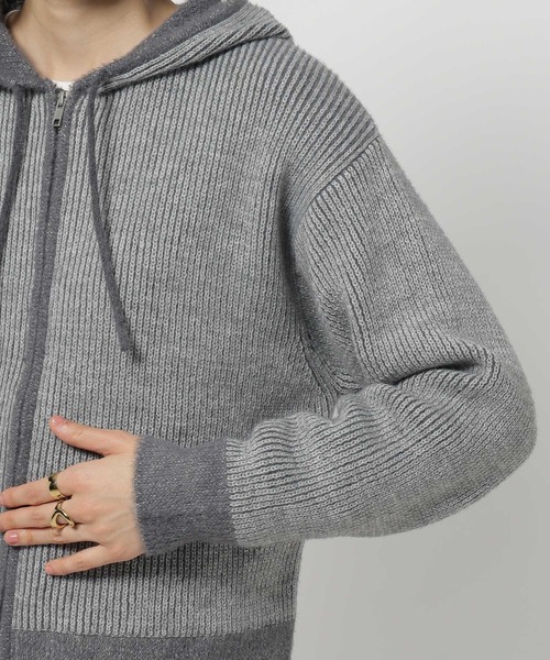 セール】バイカラーダブルジップニットパーカー（パーカー）｜niko and