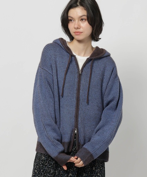 セール】バイカラーダブルジップニットパーカー（パーカー）｜niko and