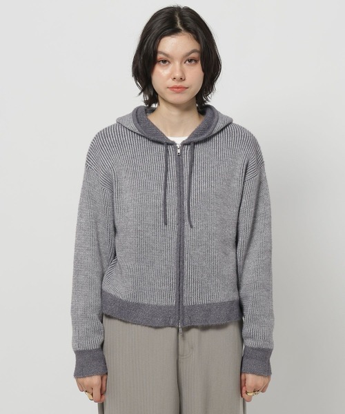 セール】バイカラーダブルジップニットパーカー（パーカー）｜niko and