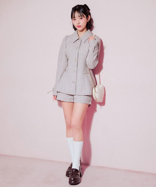 OLIVE des OLIVE（オリーブデオリーブ）の「ペプラムトップス（シャツ/ブラウス・レディース・チェック/ピンク・FREE）」の5枚目の写真