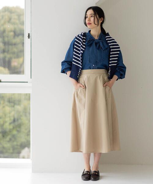 OPAQUE.CLIP（オペークドットクリップ）の「セルロース混デニムボウタイブラウス【洗濯機OK】（シャツ/ブラウス・レディース・ネイビー/ブルー系その他・40/38/42）」の7枚目の写真