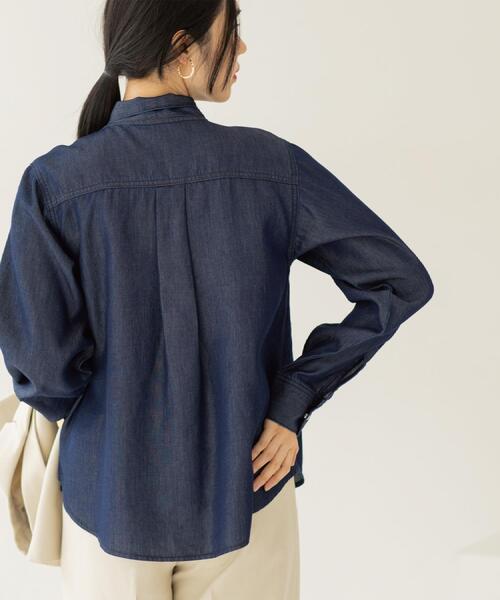 OPAQUE.CLIP（オペークドットクリップ）の「セルロース混デニムボウタイブラウス【洗濯機OK】（シャツ/ブラウス・レディース・ネイビー/ブルー系その他・40/38/42）」の13枚目の写真