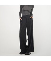 Pintuck Wide Fit Slacks_Black