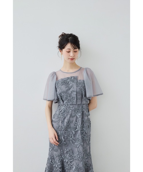 niana(ニアナ)の「ヴィンテージレースドレス パーティードレス オケージョンドレス 結婚式 二次会 同窓会 成人式 お呼ばれワンピース(ドレス・レディース・グレイッシュブルー/ブラック×ベージュ/ネイビー・M/L/S)」の17枚目の写真