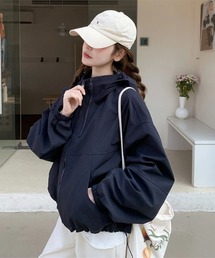 オーバーサイズ フード ジップアップブルゾン