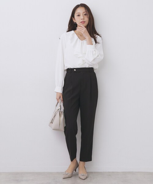 index（インデックス）の「ストレッチテーパードパンツ/セットアップ対応【洗濯機OK/防シワ/イージーアイロン】（その他パンツ・レディース・ネイビー/ブラック系7/ナチュラル/チャコールグレー・42/40/38/36）」の19枚目の写真