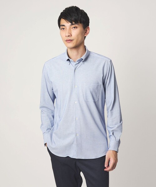 green label relaxing（グリーンレーベルリラクシング）の「エブリット TC ジャージー スナップ ボタンダウン シャツ -ストレッチ・イージーアイロン・吸水速乾・抗菌-（ビジネスシャツ・メンズ・コバルトブルー/ネイビー/ベージュ・S/M/L/XL）」の4枚目の写真