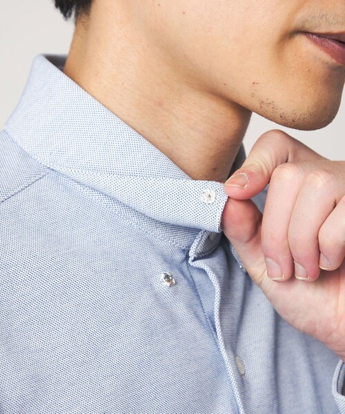 green label relaxing（グリーンレーベルリラクシング）の「エブリット TC ジャージー スナップ ボタンダウン シャツ -ストレッチ・イージーアイロン・吸水速乾・抗菌-（ビジネスシャツ・メンズ・コバルトブルー/ネイビー/ベージュ・S/M/L/XL）」の11枚目の写真