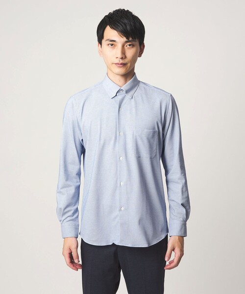 green label relaxing（グリーンレーベルリラクシング）の「エブリット TC ジャージー スナップ ボタンダウン シャツ -ストレッチ・イージーアイロン・吸水速乾・抗菌-（ビジネスシャツ・メンズ・コバルトブルー/ネイビー/ベージュ・S/M/L/XL）」の12枚目の写真