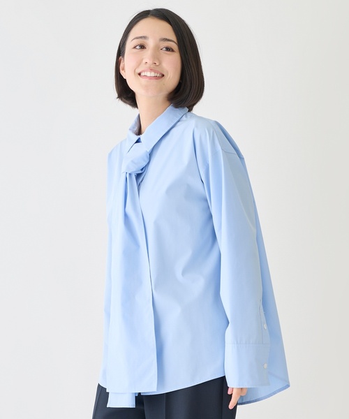 petit main LIEN（プティマインリアン）の「【フォーマル】タイつきブラウス（シャツ/ブラウス・レディース・ブルー/オフホワイト・F）」の3枚目の写真