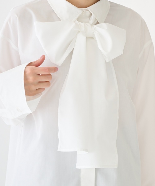 petit main LIEN（プティマインリアン）の「【フォーマル】タイつきブラウス（シャツ/ブラウス・レディース・ブルー/オフホワイト・F）」の7枚目の写真