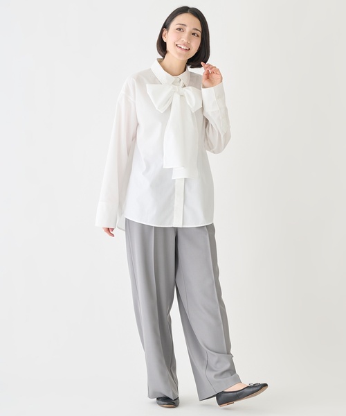 petit main LIEN（プティマインリアン）の「【フォーマル】タイつきブラウス（シャツ/ブラウス・レディース・ブルー/オフホワイト・F）」の8枚目の写真