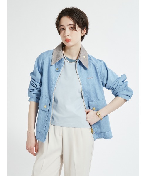 Barbour（バブアー）の「【CRAWLEY / クロウリー】デニムジャケット "JAPAN EXCLUSIVE"（レディース）（その他アウター・レディース・ブルー/ホワイト/インディゴブルー・SMALL/MEDIUM/LARGE）」の3枚目の写真
