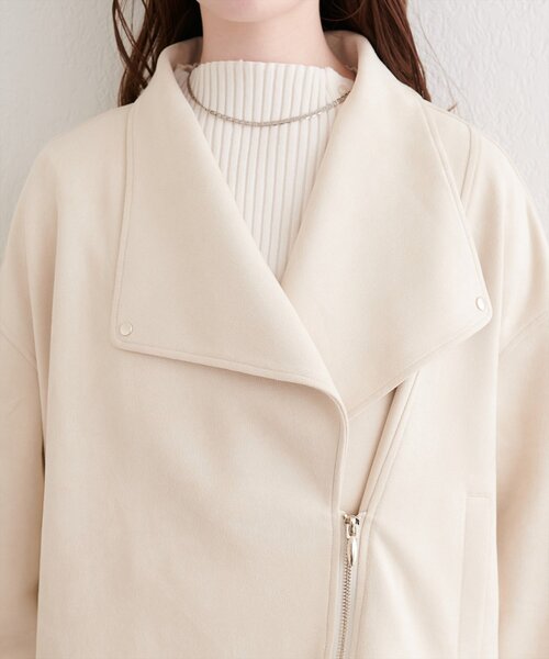 natural couture(ナチュラルクチュール)の「スエードライダースジャケット(ライダースジャケット・レディース・アイボリー/グレイッシュベージュ/チャコールグレー/ミント・FREE)」の22枚目の写真